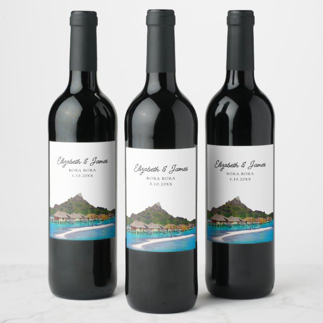 Bora Bora Wedding Favor Vinflaska Etikett (Flaskor)