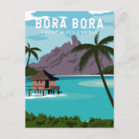 Bora Fransk Polynesia Travel Vintage Art