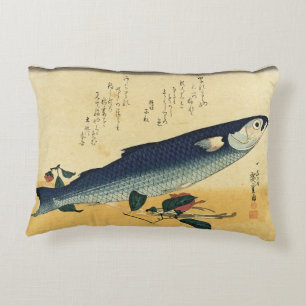 Bora (Grått Mullet) Hiroshiges japanska fiskutskri Prydnadskudde
