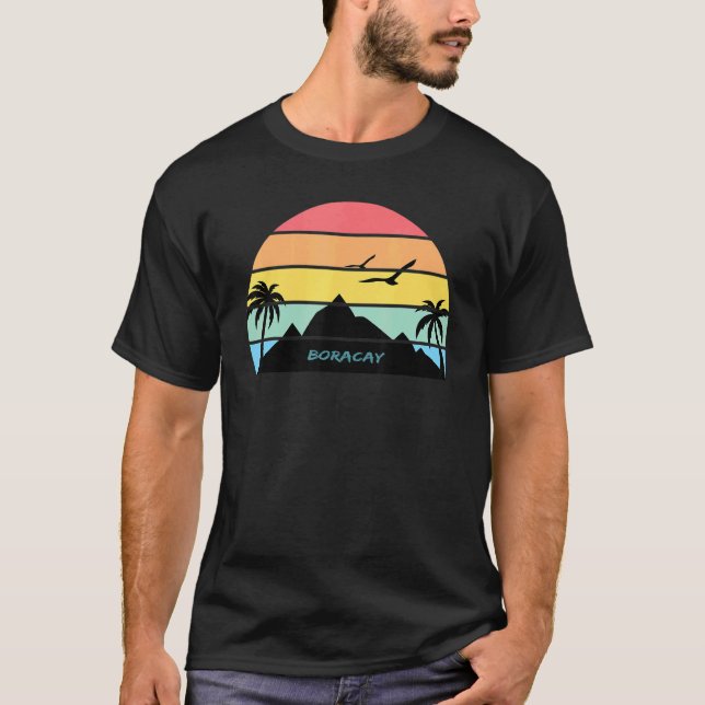Boracay Filippinerna Beach Travel Handflatan Islan T Shirt (Framsida)