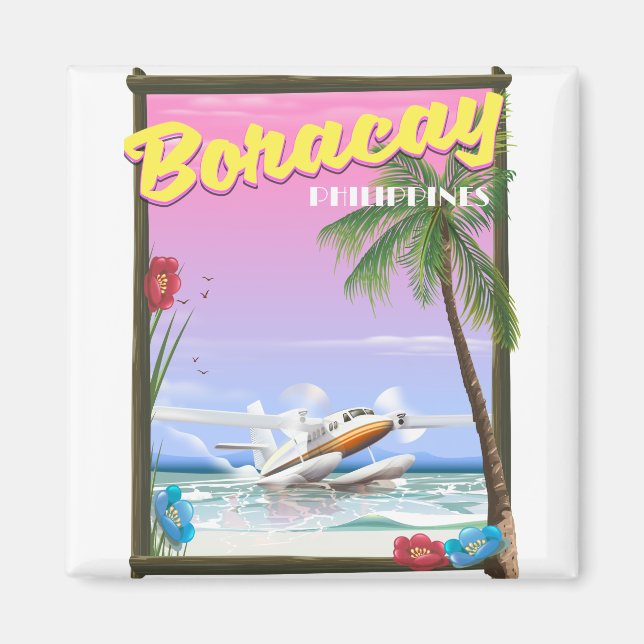 Boracay Filippinerna strand reser affisch Magnet (Framsidan)