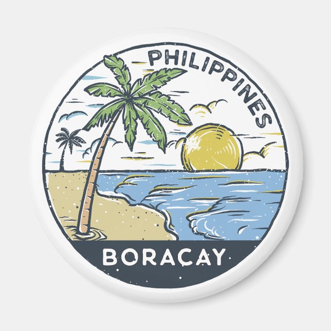 Boracay Filippinernas Vintage Magnet (Framsidan)