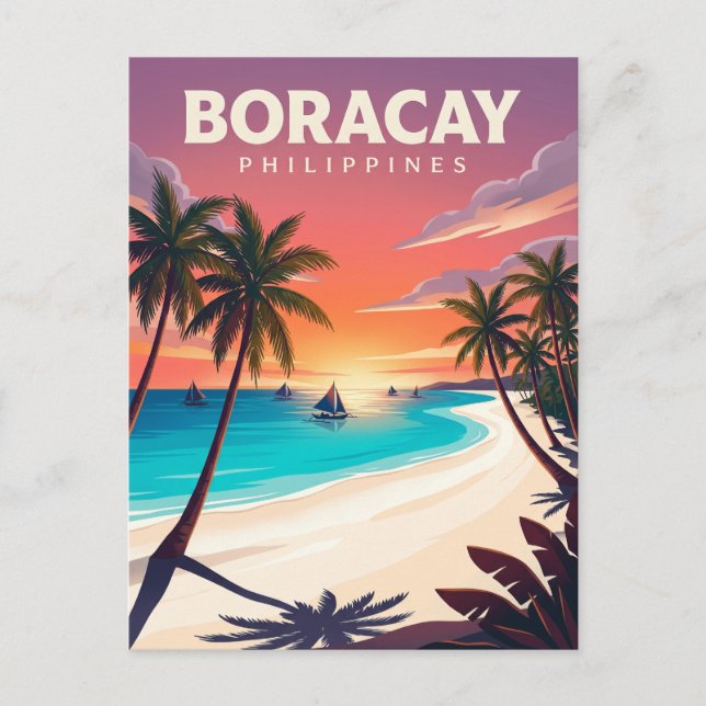 Boracay White Beach Filippinerna Vykort (Framsida)