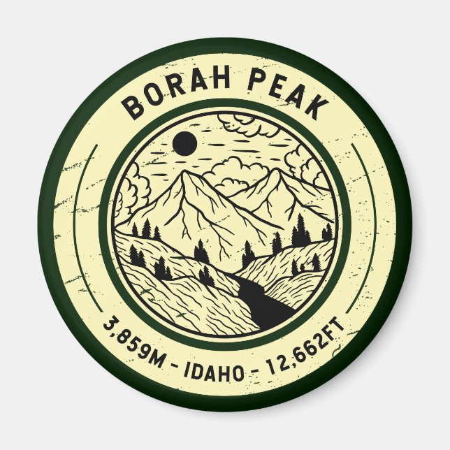 Borah Peak Idaho Hiking Skiing Travel Magnet (Framsidan)