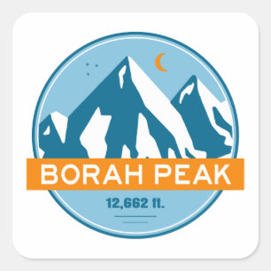 Borah Peak Stars Måne Fyrkantigt Klistermärke