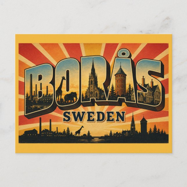 Borås Sverige Textil & Zoo Vykort (Framsida)
