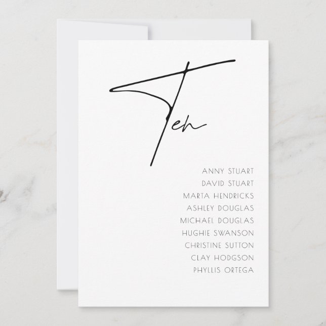 Bord 10 Modern mall för Bordsnumret Bröllop (Framsida)