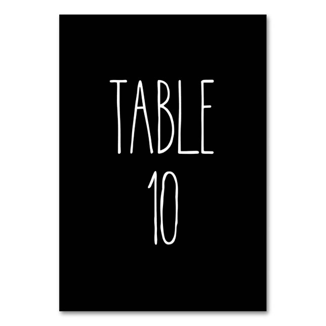 Bord 10 Rae Dunn Pottery Black Bord-kort Bordsnummer (Framsidan)