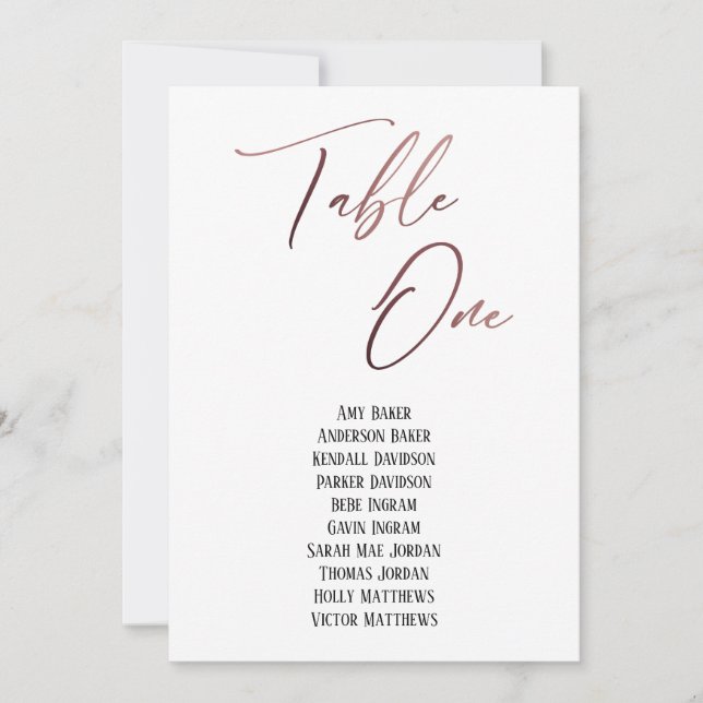 Bord 1-platskort för handskriftsformat för Ro Guld (Framsida)