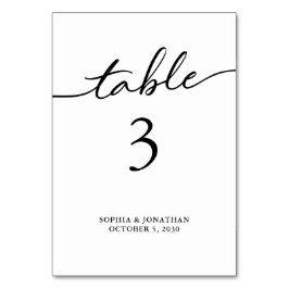Bord 3 Black Calligraphy Personlig Bröllop Bordsnummer