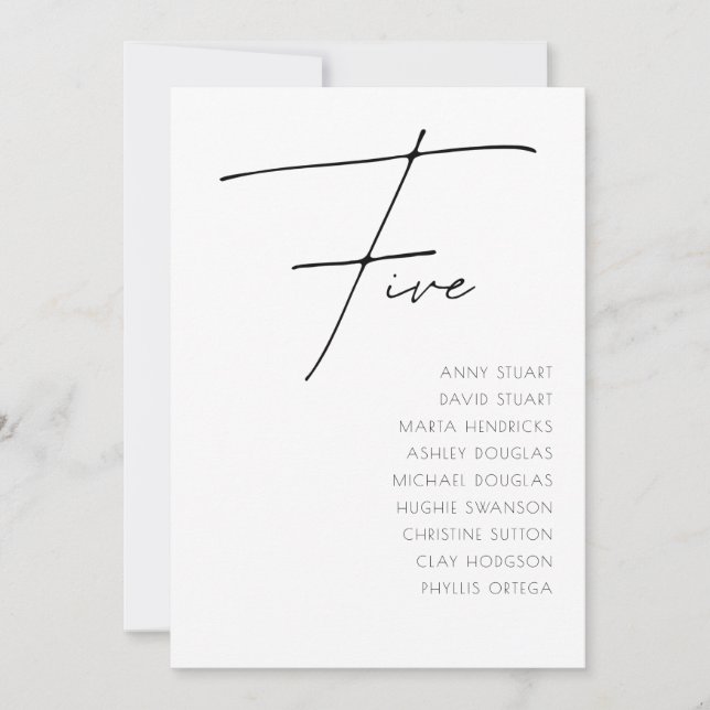 Bord 5 Modern Bröllop Bordsnummer-mall Inbjudningar (Framsida)