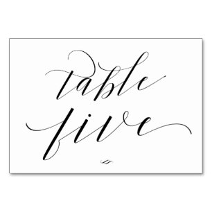 Bord 5-mottagning för elegant Script Calligraphy Bordsnummer