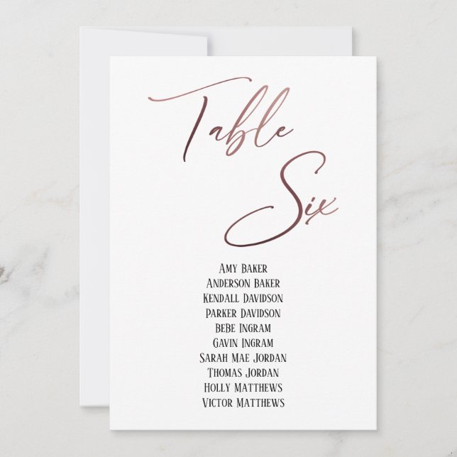 Bord 6-sätesdiagram för handskriftsformat ro Guld (Framsida)