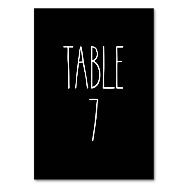 Bord 7 Rae Dunn Pottery Black Bord-kort Bordsnummer (Framsidan)