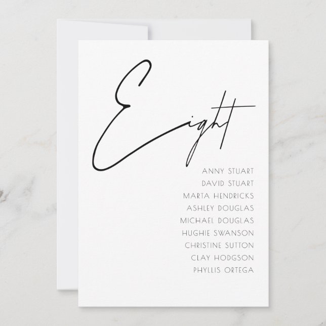 Bord 8 Modern Bröllop Bordsnummer-mall Inbjudningar (Framsida)
