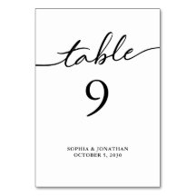 Bord 9 Black Calligraphy Personlig Bröllop