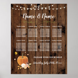 Bord Bröllop Poster sittplatspumpkin Wood Ljus