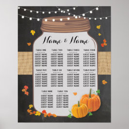 Bord Bröllop Pumpkin Fall Chalk Poster sittplats