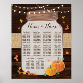 Bord Bröllop Pumpkin Fall Wood Poster Sittplatser