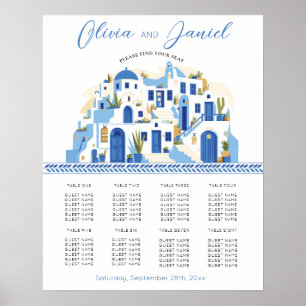 Bord Bröllop, säten 8 Santorini Greece Blue Poster