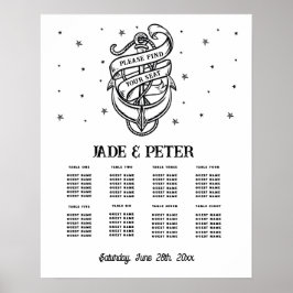 Bord Bröllop, sittplats 8, traditionell Tattoankar Poster