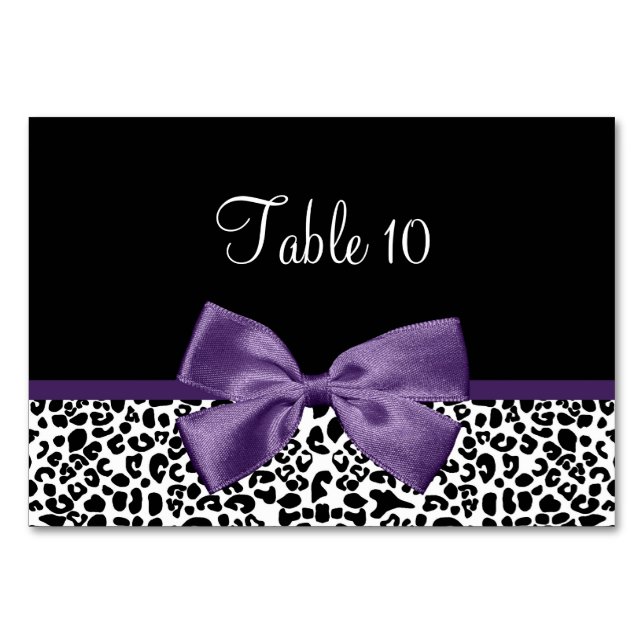 Bord Card Modern Leopard Acai Lila Ribbon Bordsnummer (Framsidan)