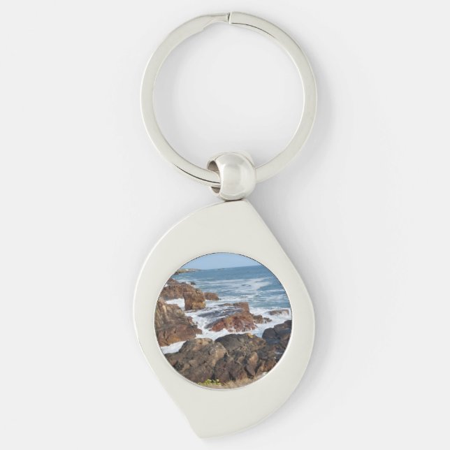 Bord de mer français en Vendée Swirl Silverfärgad Nyckelring (Framsidan)