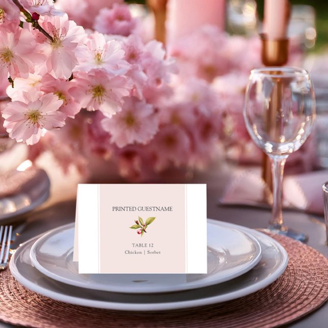 Bord-eskort för Cherry Blommar-bröllop (Wedding Table Place Card with Guest Name from the Cherry Blossom Wedding Collection by Darling & May)