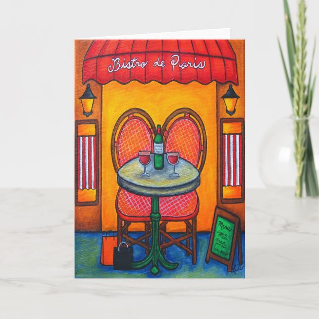 Bord för två i Paris-hälsningskort Kort (Framsida)