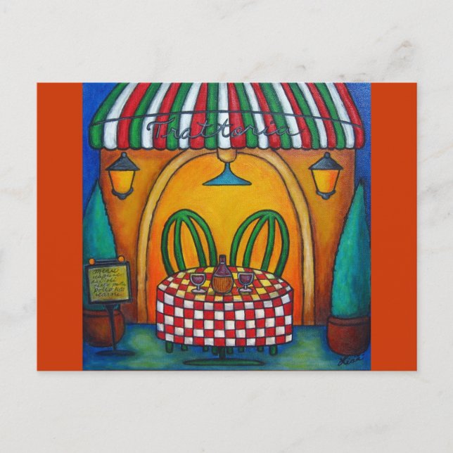 Bord för två på Trattoria-vykortet Vykort (Framsida)