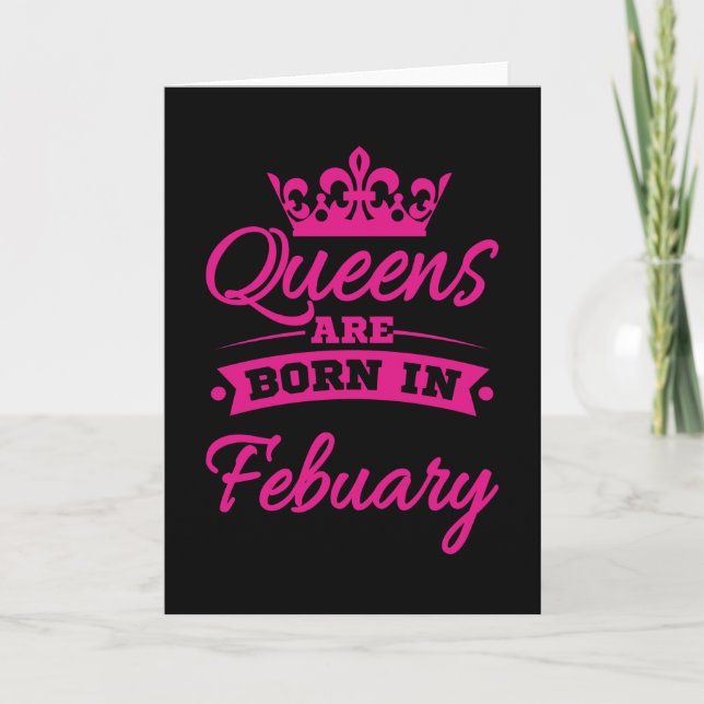 BORD I FEBRUARI Birthday Queen Women Girls Kort (Framsida)