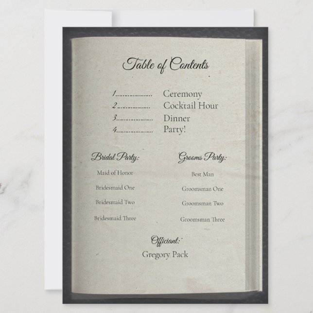 Bord i Innehåll Ceremonisprogrammet (Framsida)