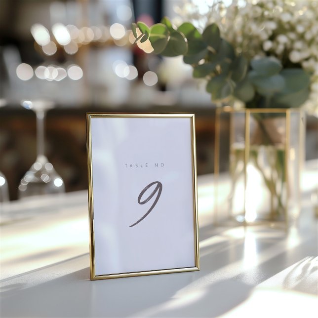 Bord-kort för enkel elegant Calligraphy Bordsnummer (Simple Minimalist Elegant Table Number)