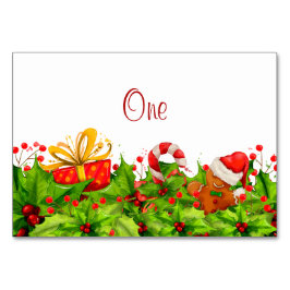 Bord-kort för inbjudan till julfest bordsnummer