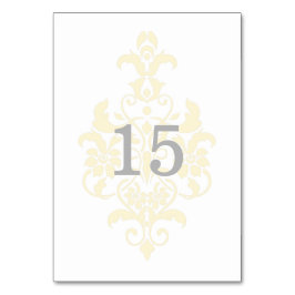 Bord-kort för subtil gult Damask Bordsnummer