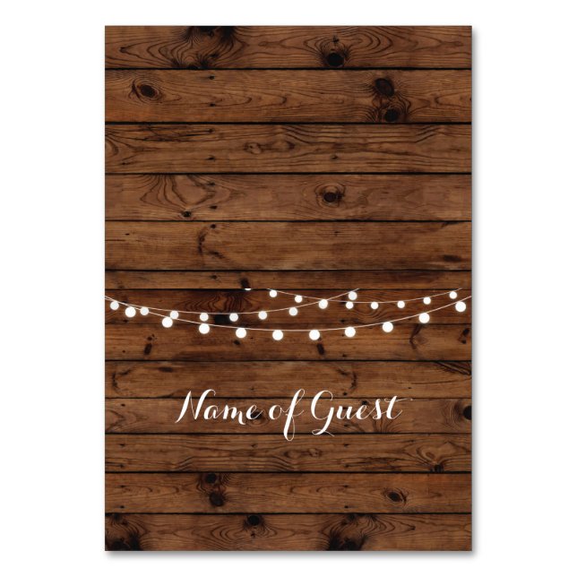 Bord-kort Namn i Guest Bröllop Wood Ställe Bordsnummer (Framsidan)
