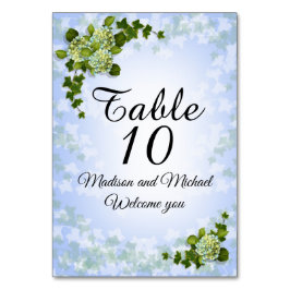Bord-kort vår blommor Hydrangeas Bordsnummer