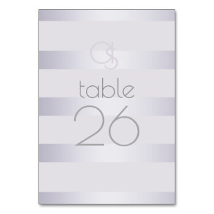 Bord-kort Violet Silver Shimmer Rand Monogram Bordsnummer
