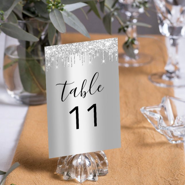 Bord Nuber Silver Grått Grått Drives Black Sparkly Bordsnummer (Table Nuber Silver Gray Grey Drips Black Sparkly Table Number)