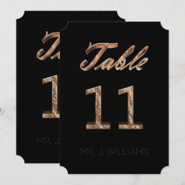 Bord Nummer 11 Svart Guld Elegant Escortkort Inbjudningar