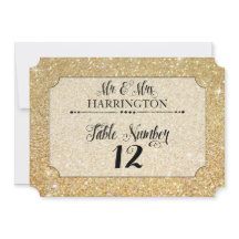 Bord Nummer Guld Glitter Herr & Fru Modern Trevlig