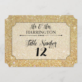 Bord Nummer Guld Glitter Herr & Fru Modern Trevlig Inbjudningar