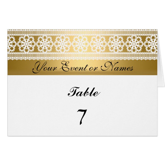 Bord Nummer Sittande Fest Kort Guld Vitt (Framsidan Horizontal)