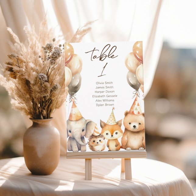 Bord nummer Vattenfärg Djur baby shower  Inbjudningar (Skapare uppladdad)