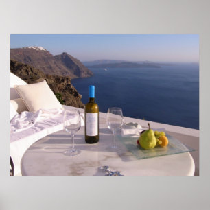Bord på Santorini Poster