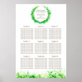 Bord Planner 1-9 bord i Greenery Bröllop Poster