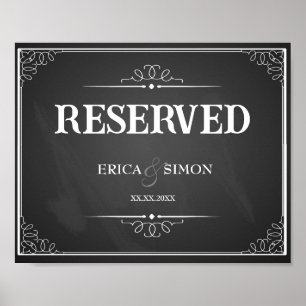 bord reserverat för Bröllop-skyltfönster Poster