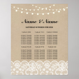 Bord Rustic Snöre Burlap Poster sittplatser