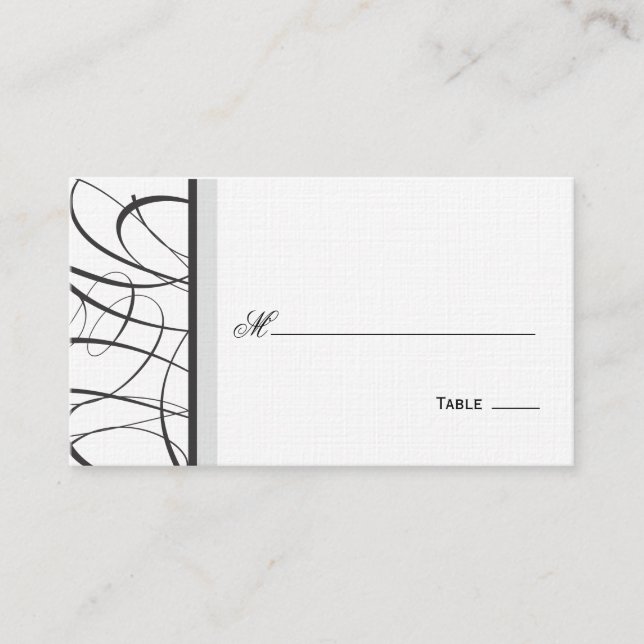 Bord-sätes-/monteringskort för elegant - svart placeringskort (Framsida)