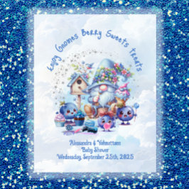 Bord-signalen Blueberry Gnome Baby Shower Theme Poster